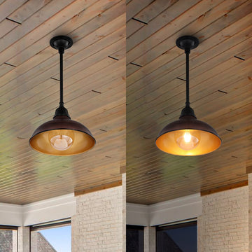 Jasper 12.25" Farmhouse Industrial Indoor/Outdoor Iron LED Pendant